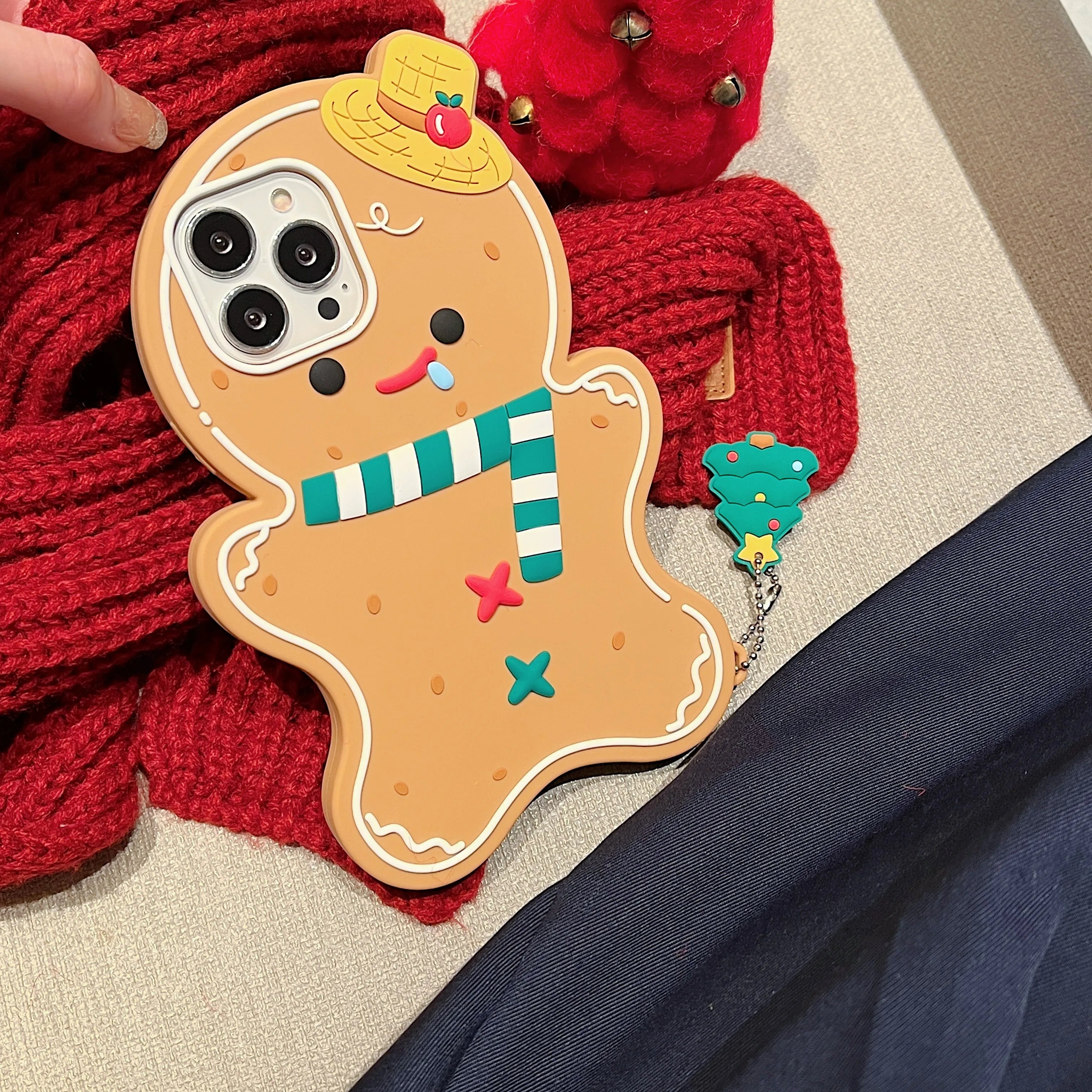 Weihnachts Cartoon Lebkuchenmann Silikonhülle für iPhone 17