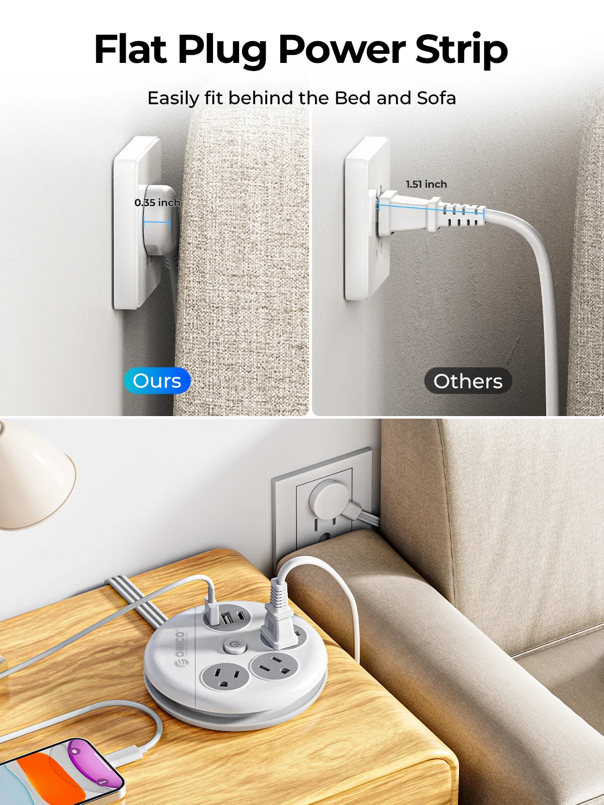 ORICO Steckdosenleiste Reiseadapter USB-C