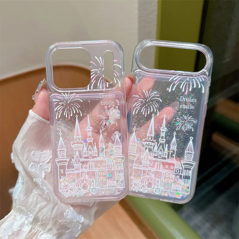 Glitzer Schloss Hülle für iPhone 17 mit Flüssigkeit
