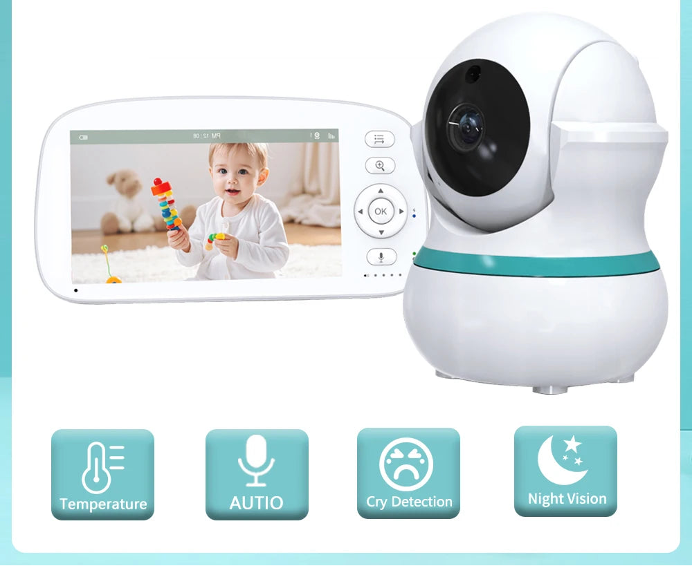 5-Zoll Babyphone mit PTZ Kamera und Temperatur