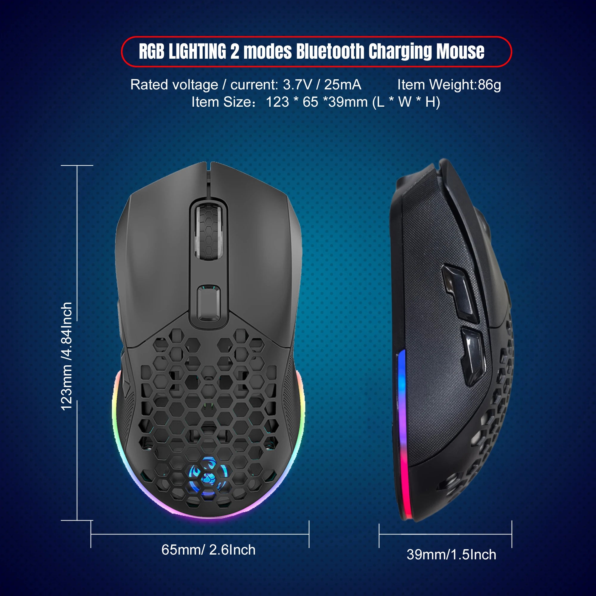Kabellose Dual-Mode Maus 4800 DPI RGB ergonomisch
