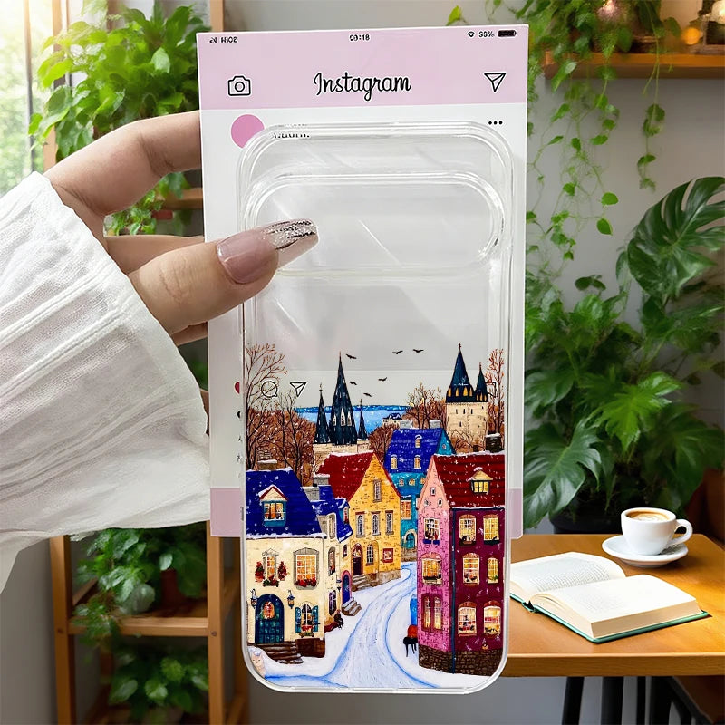 Schöne Winter Handyhülle mit Weihnachtslandschaft für Google Pixel