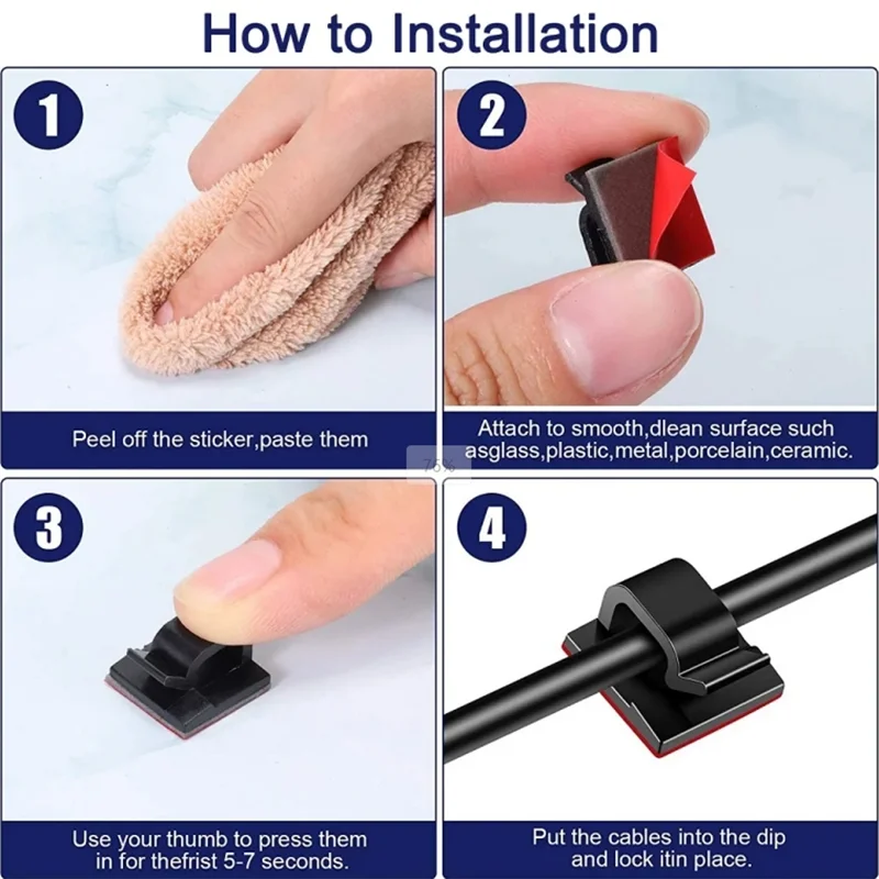 Selbstklebende Kabelclips 50 Stück Organizer