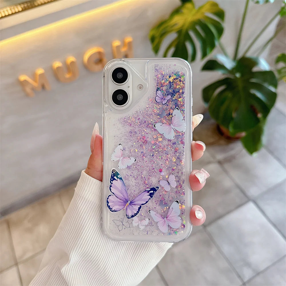 Leuchtende Glitzer Schmetterlingshülle für iPhone 17