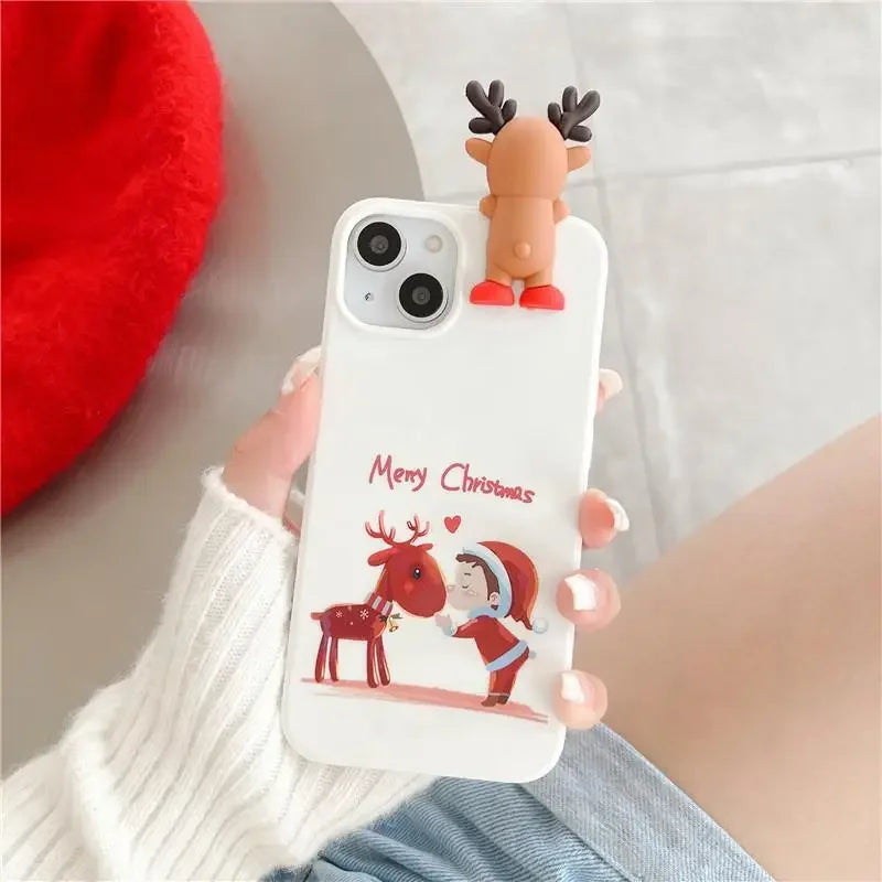 3D Christmas Reindeer TPU Case for iPhone 16 Pro Max