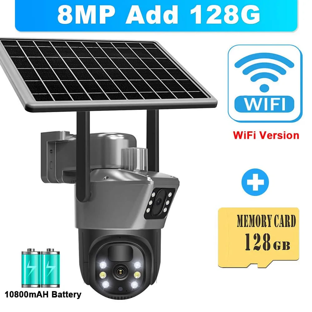 4K 8MP WLAN Solarkamera mit PTZ und Dual-Objektiv