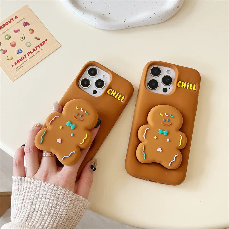 Cute 3D phone case with stand for iPhone 16