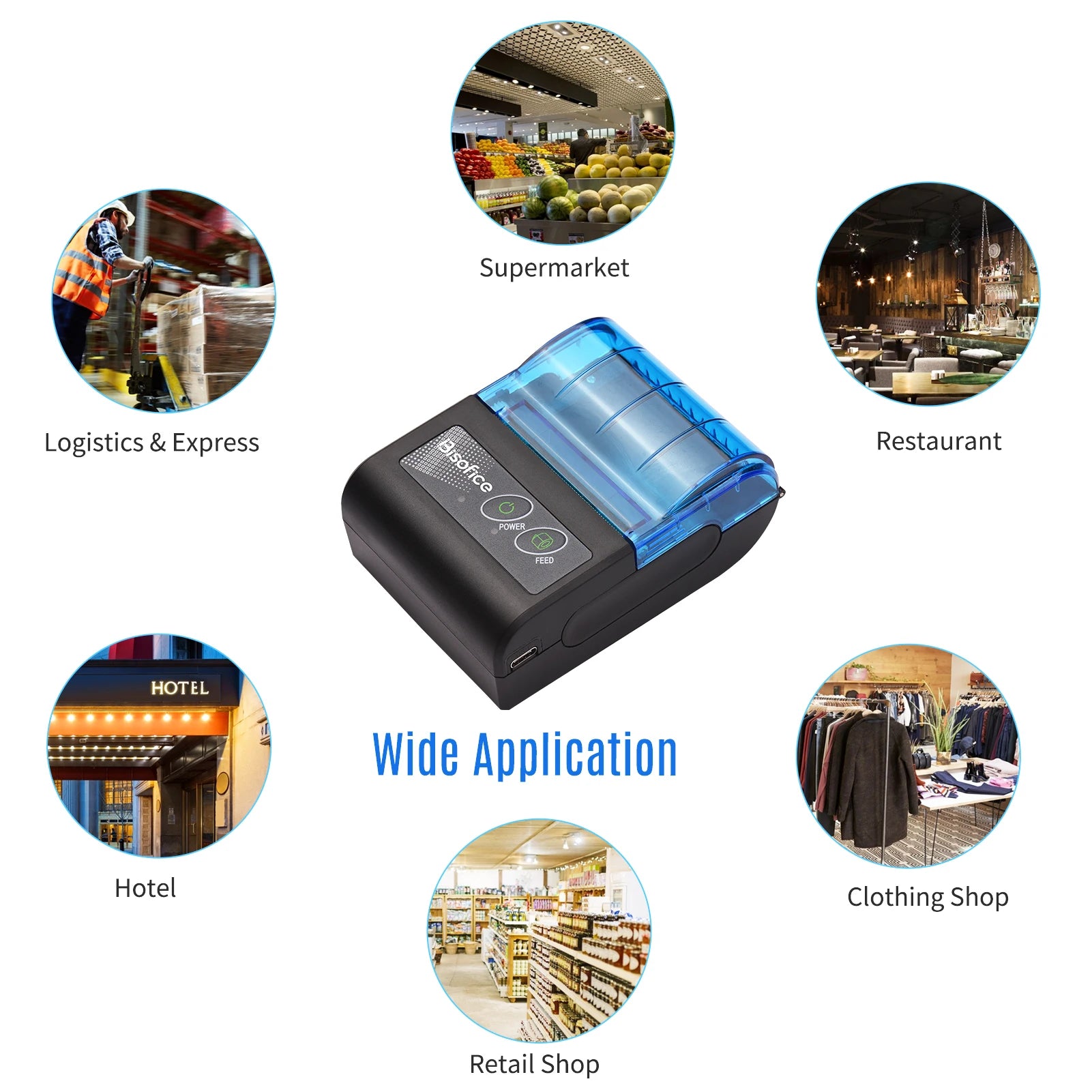 Bisofice Mobiler 58mm Quittungsdrucker für Restaurants