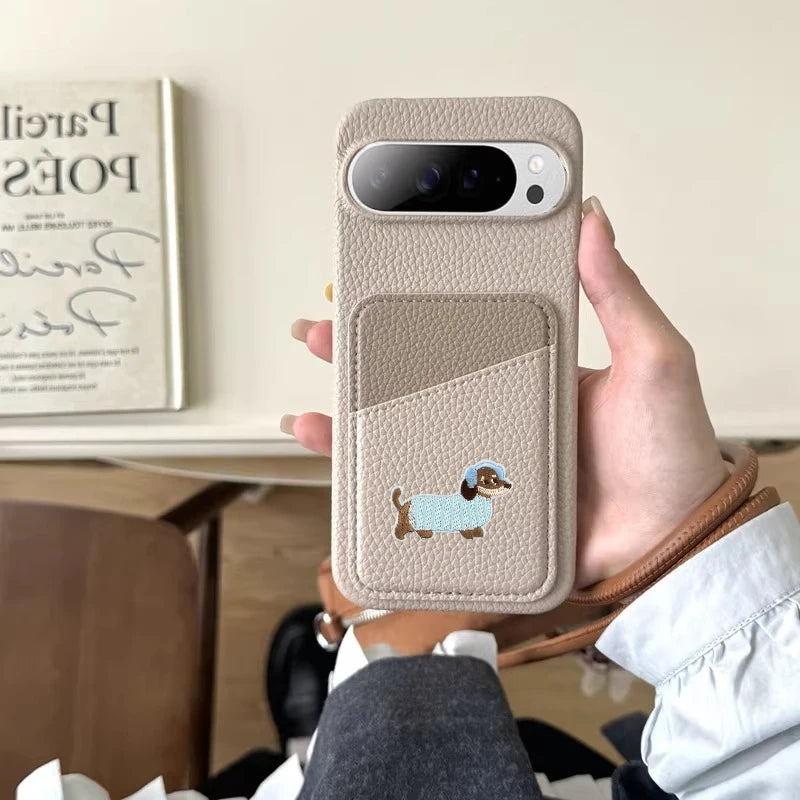 Leder Wallet Hülle mit Kartenfach für Google Pixel 10