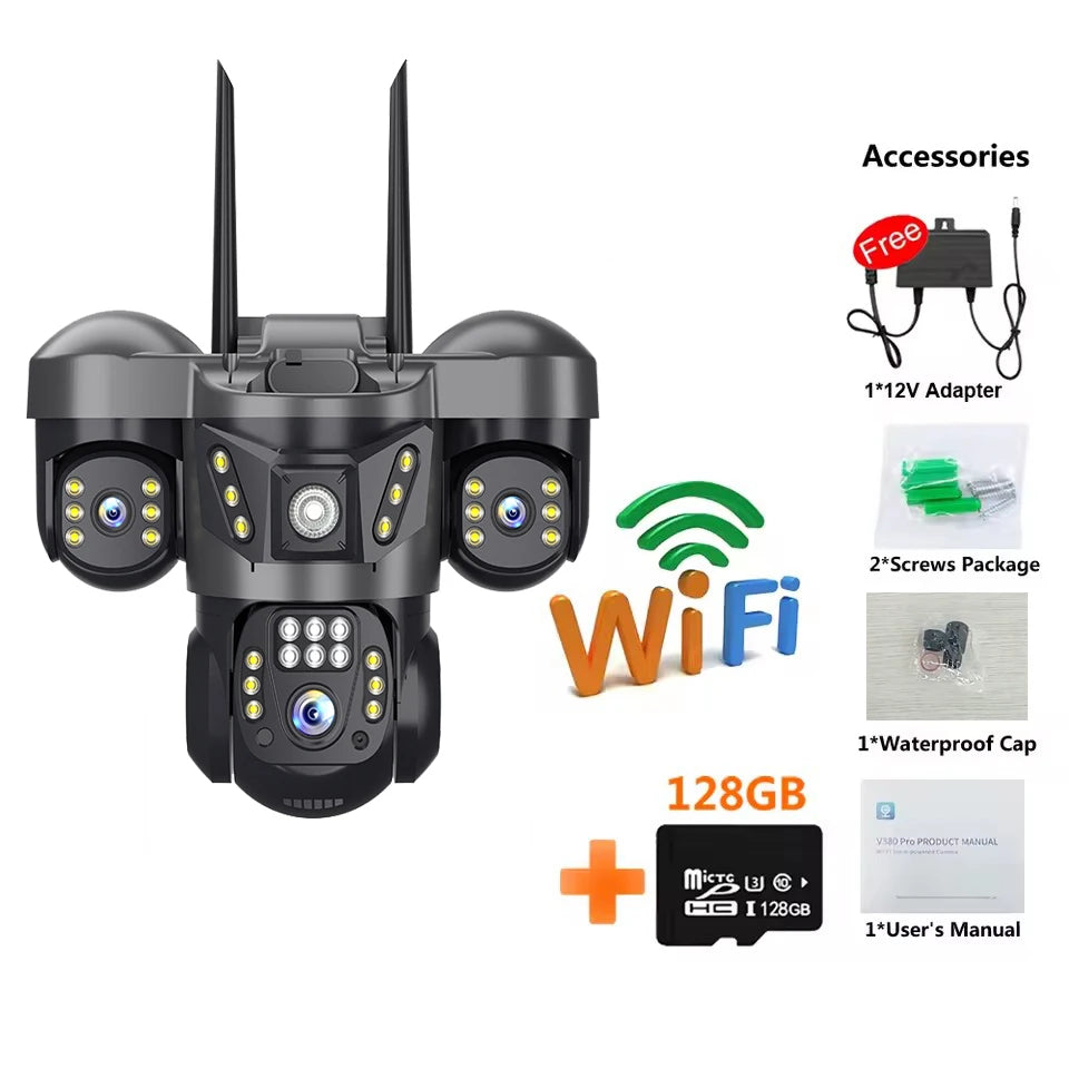 12MP 6K IP Kamera Außen mit 3 Linsen & PTZ