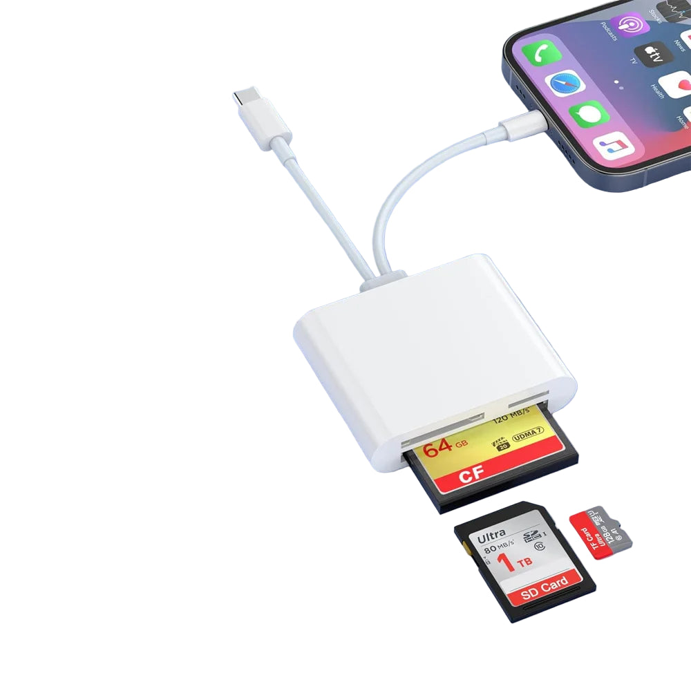 3-in-1 SD TF CF Kartenleser Lightning Typ-C