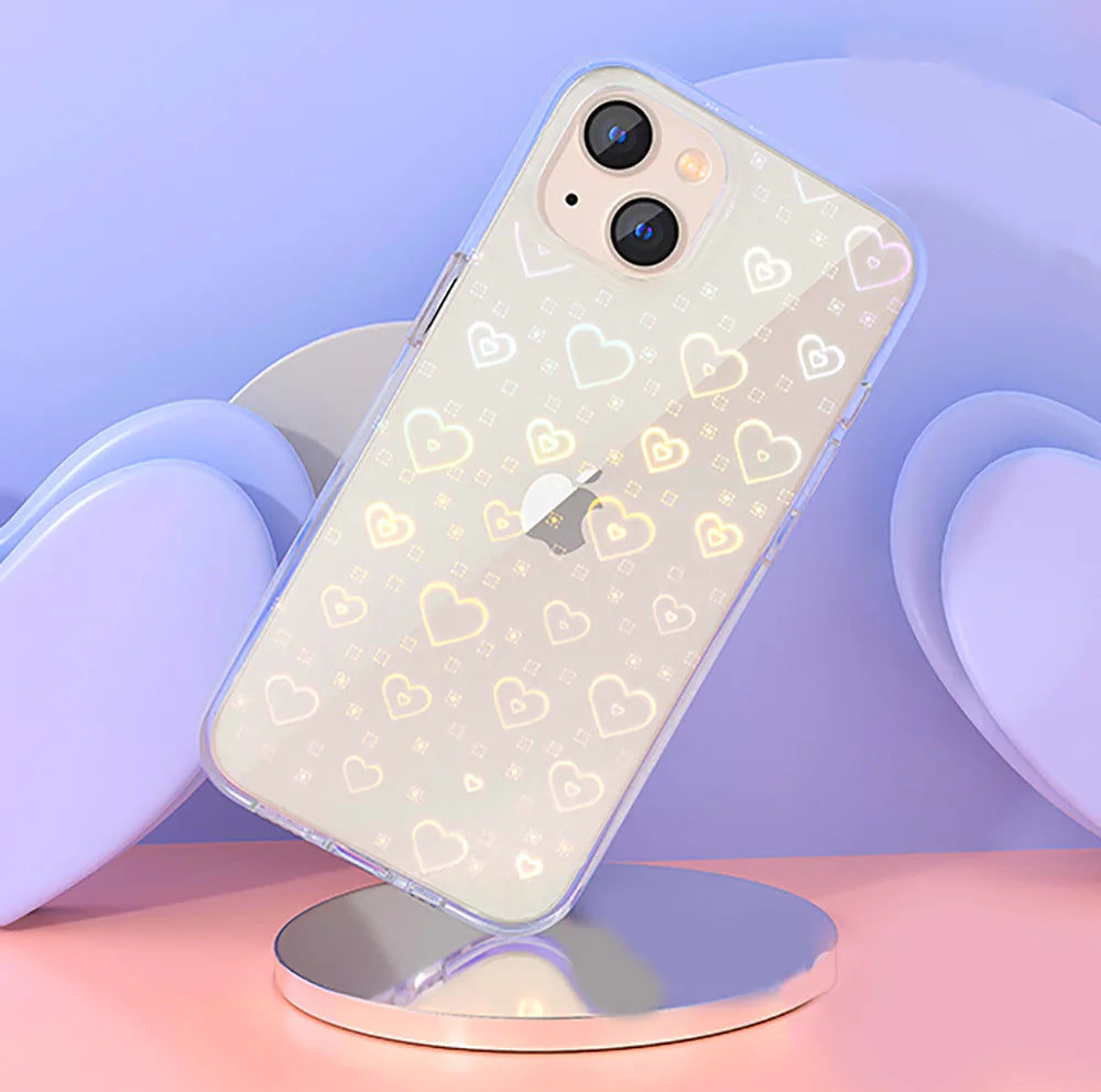 Transparente Glitzer-Hülle mit Herz für iPhone 17