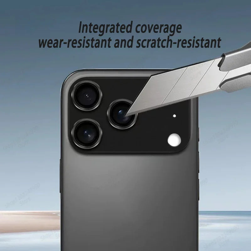 Brushed metal camera lens protector for iPhone 17 series