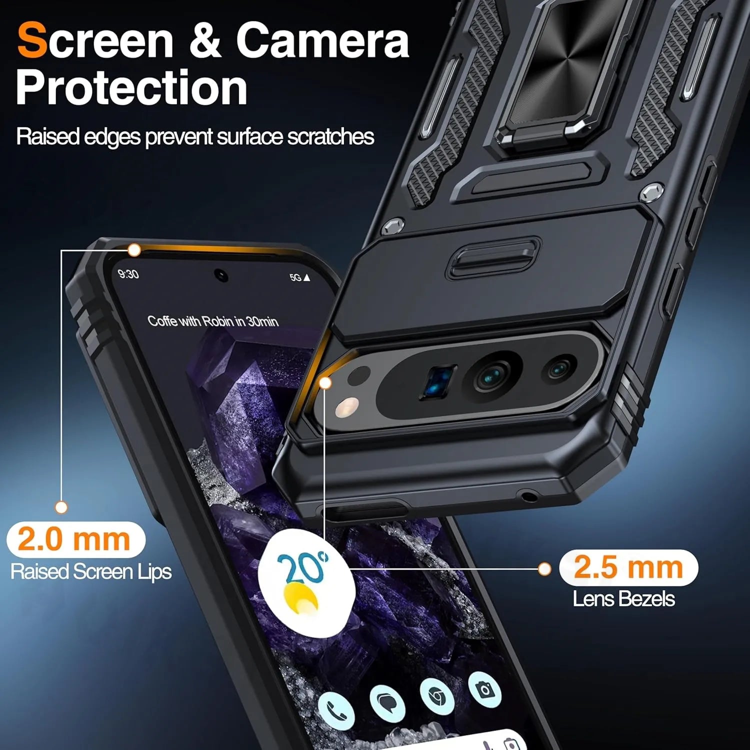 Robuste Pixel 9A Pro Schiebeobjektiv Hülle