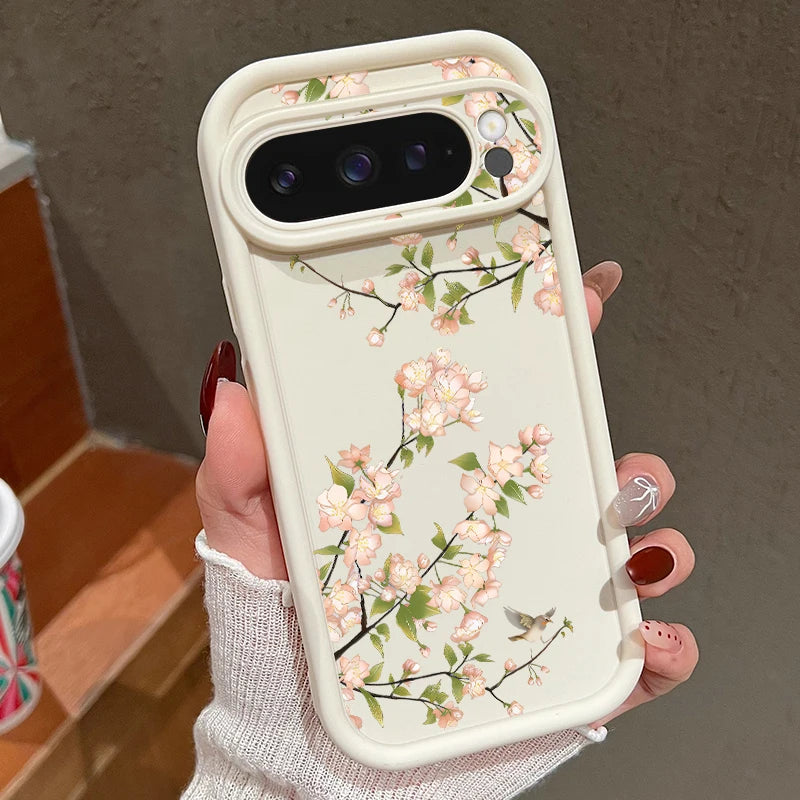 Blumen Silikonhülle für Google Pixel 9 Pro, Stoßfest