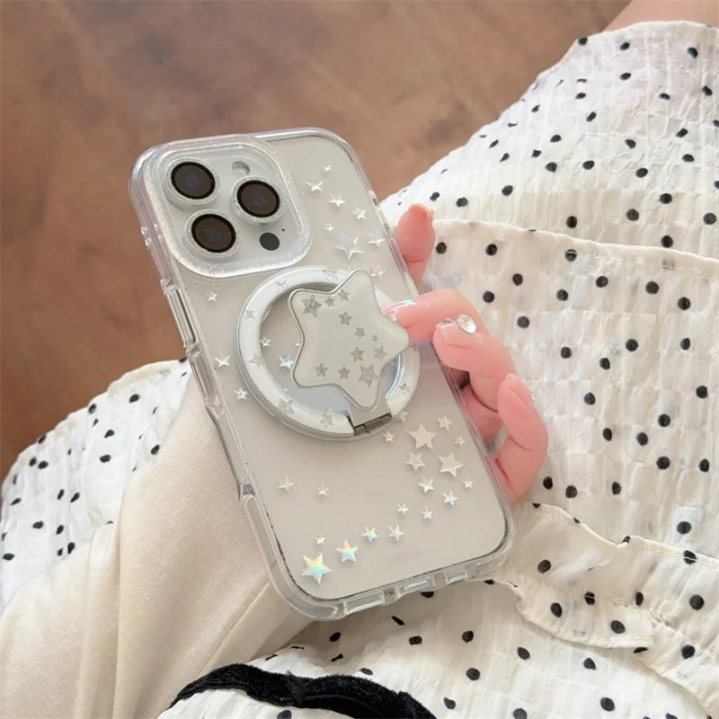 Modische Bling Glitzer Stern Magnet Hülle für iPhone 17 Pro
