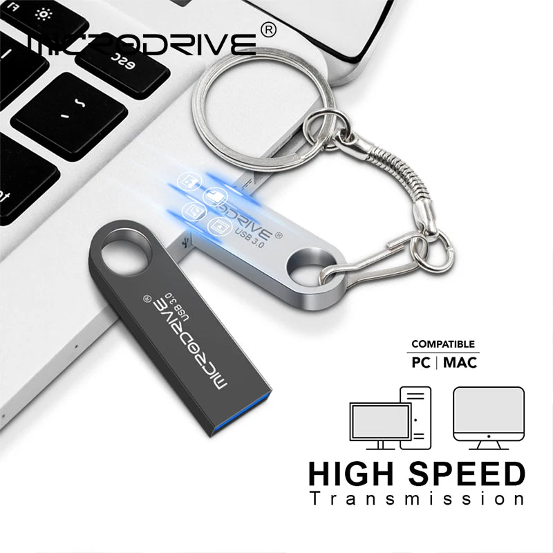Metall USB 3.0 Stick 128–512GB Pendrive