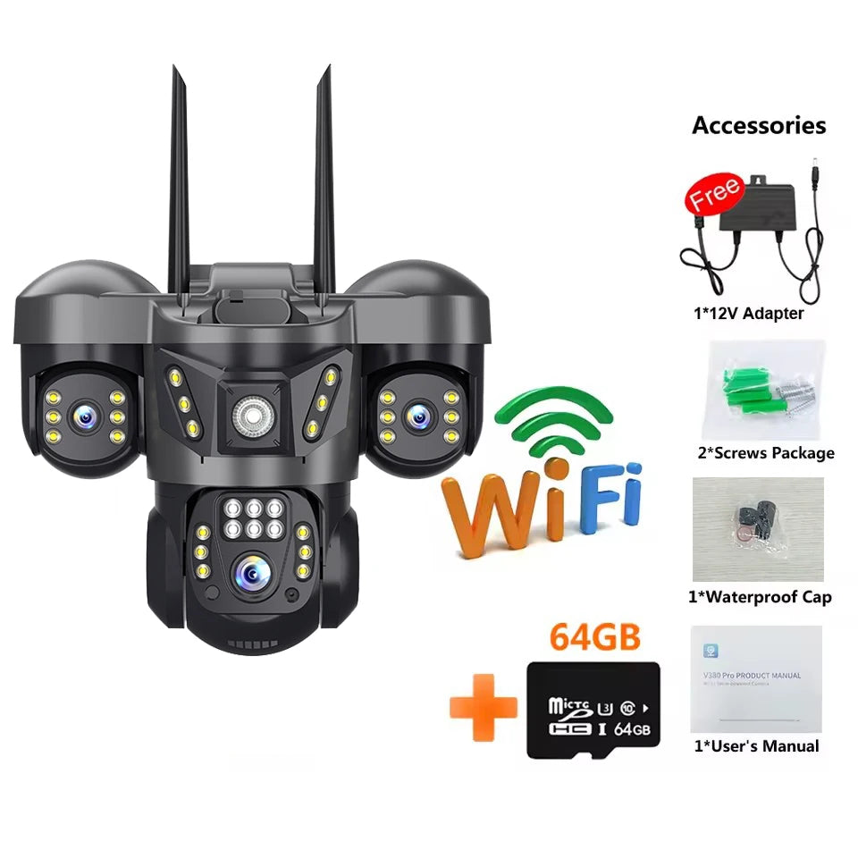 12MP 6K IP Kamera Außen mit 3 Linsen & PTZ