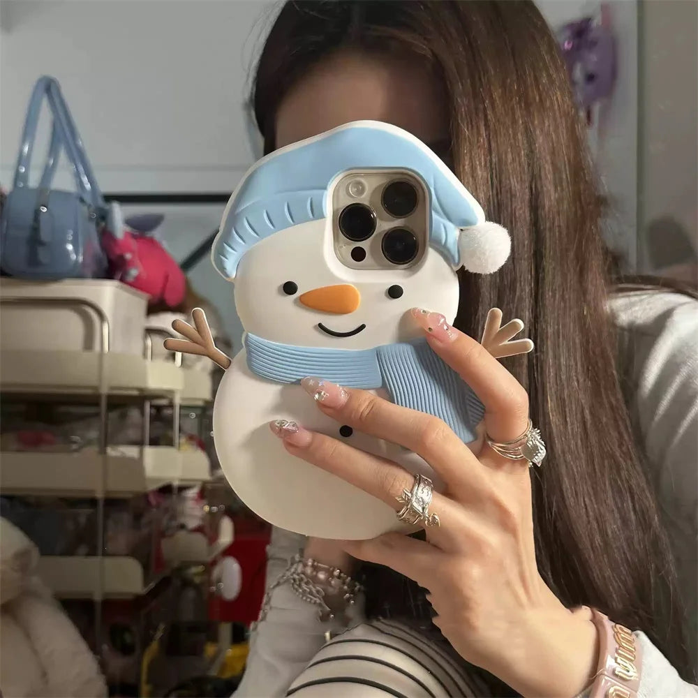 3D Snowman Silicone Case for iPhone 16