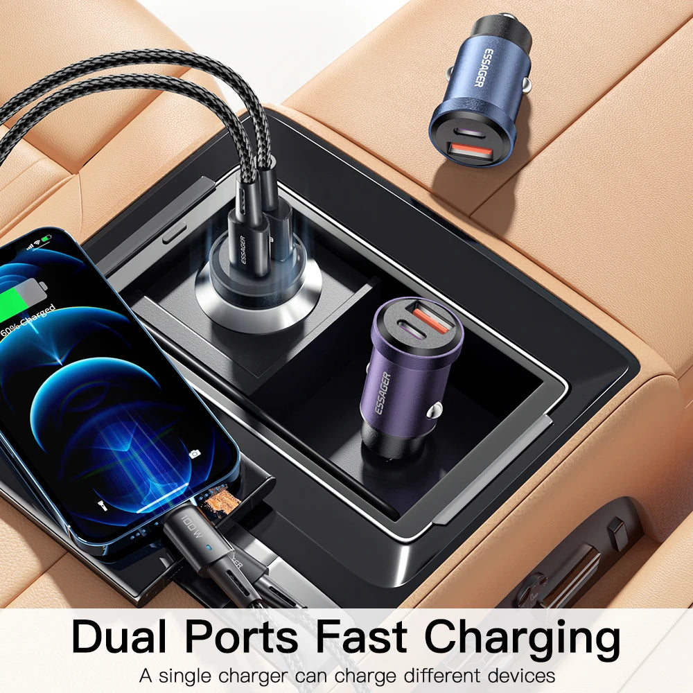 Essager 30W USB-C Autoladegerät Schnellladung QC PD