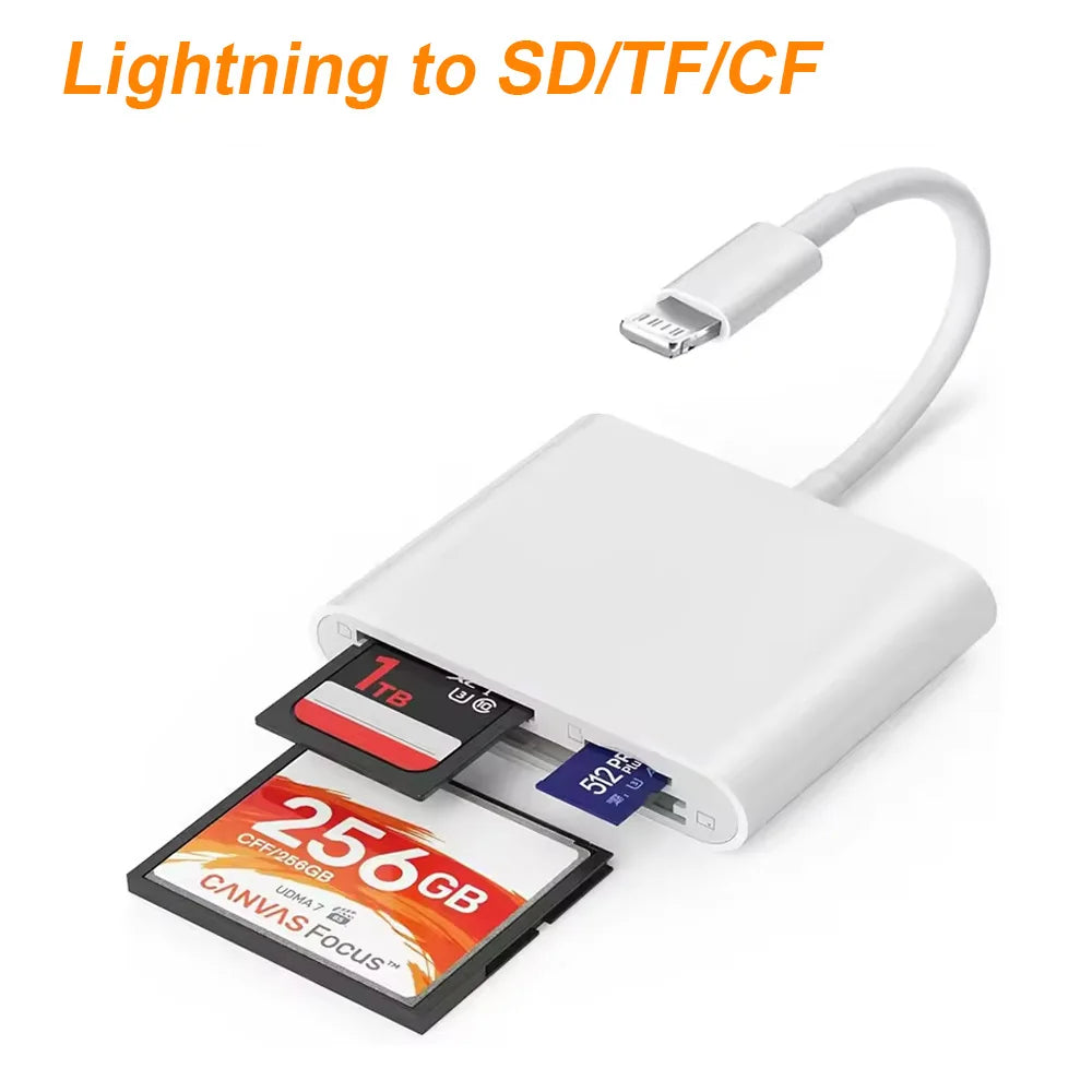 3-in-1 SD TF CF Kartenleser Lightning Typ-C