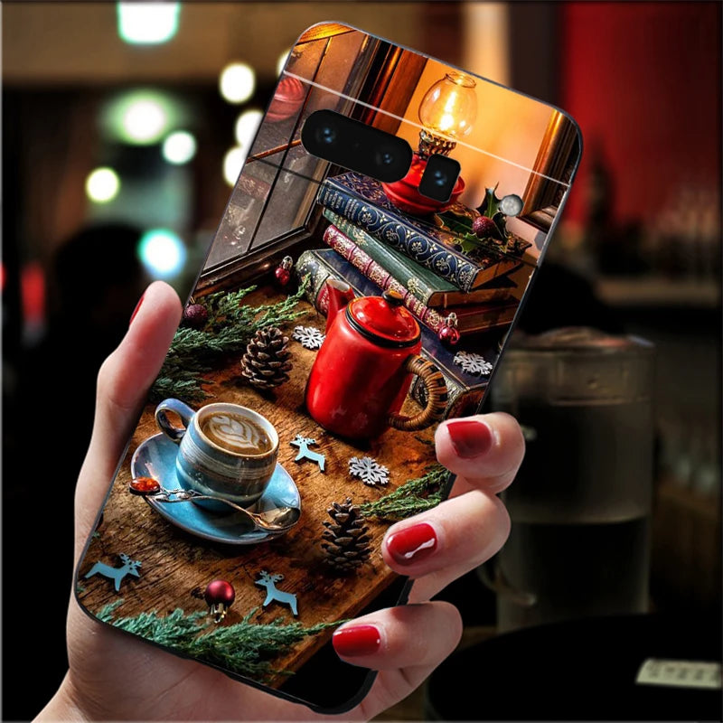 Weiche Weihnachts TPU Hülle für Google Pixel 8 und 9 Serie stoßfest flexibel rutschfest langlebig passgenau weihnachtliches Silikon Case