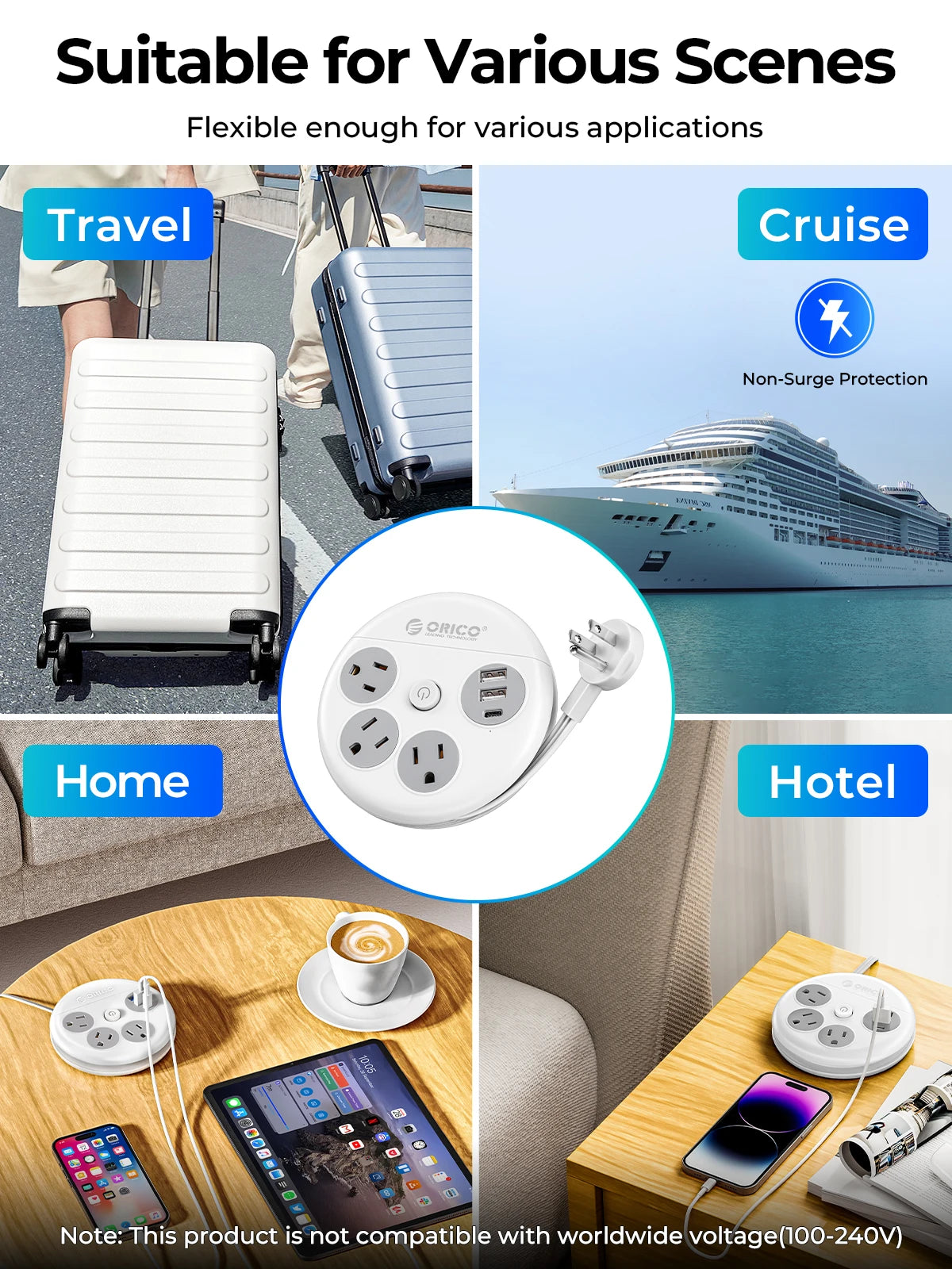 ORICO Steckdosenleiste Reiseadapter USB-C