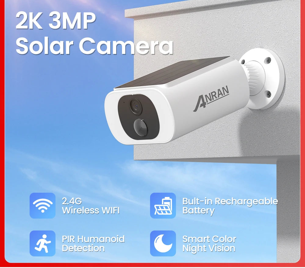 Solar-Außenkamera 3MP WLAN Akku Farbnachtsicht