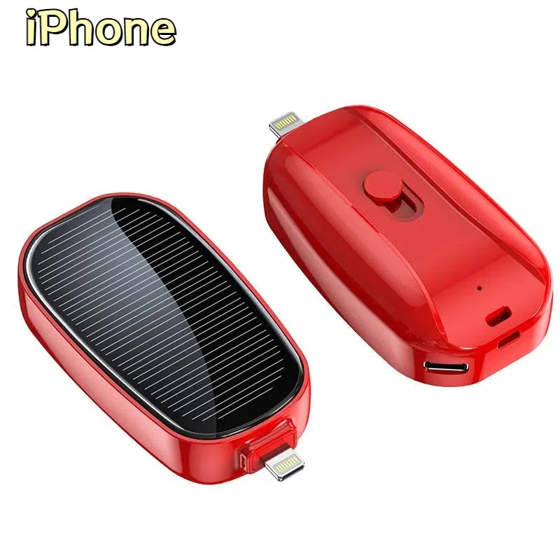 Solar Mini Power Bank 1200mAh Portable Keychain