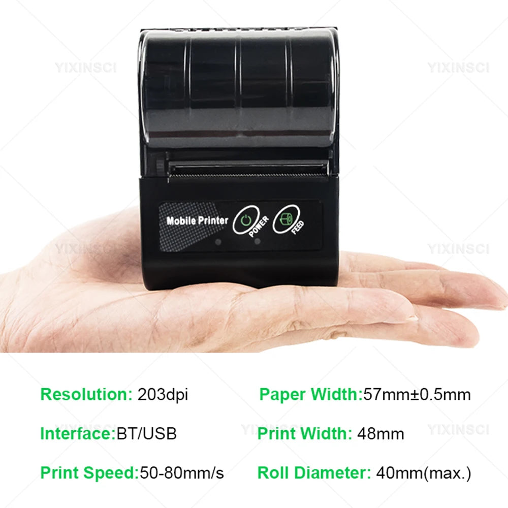 Mobiler Thermodrucker 58mm Bluetooth für Belege