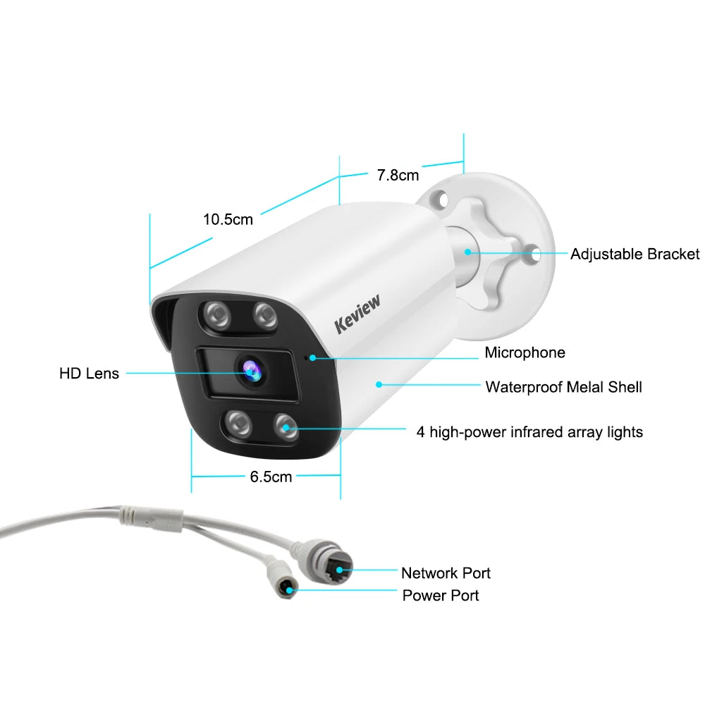 4K 8MP POE Überwachungskamera Außen Wasserdicht