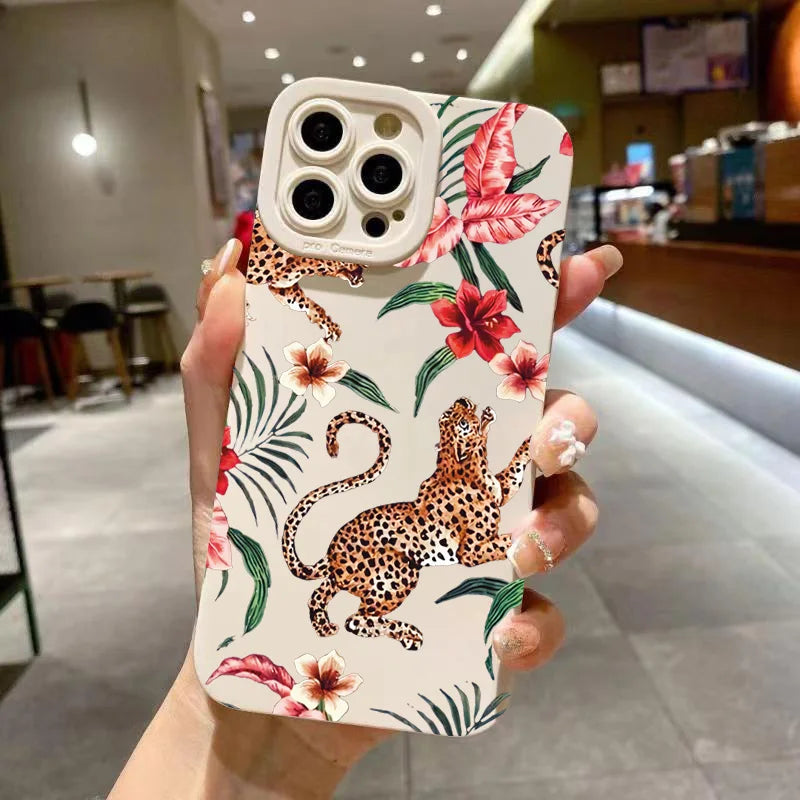 Floral Leopard Silikonhülle iPhone