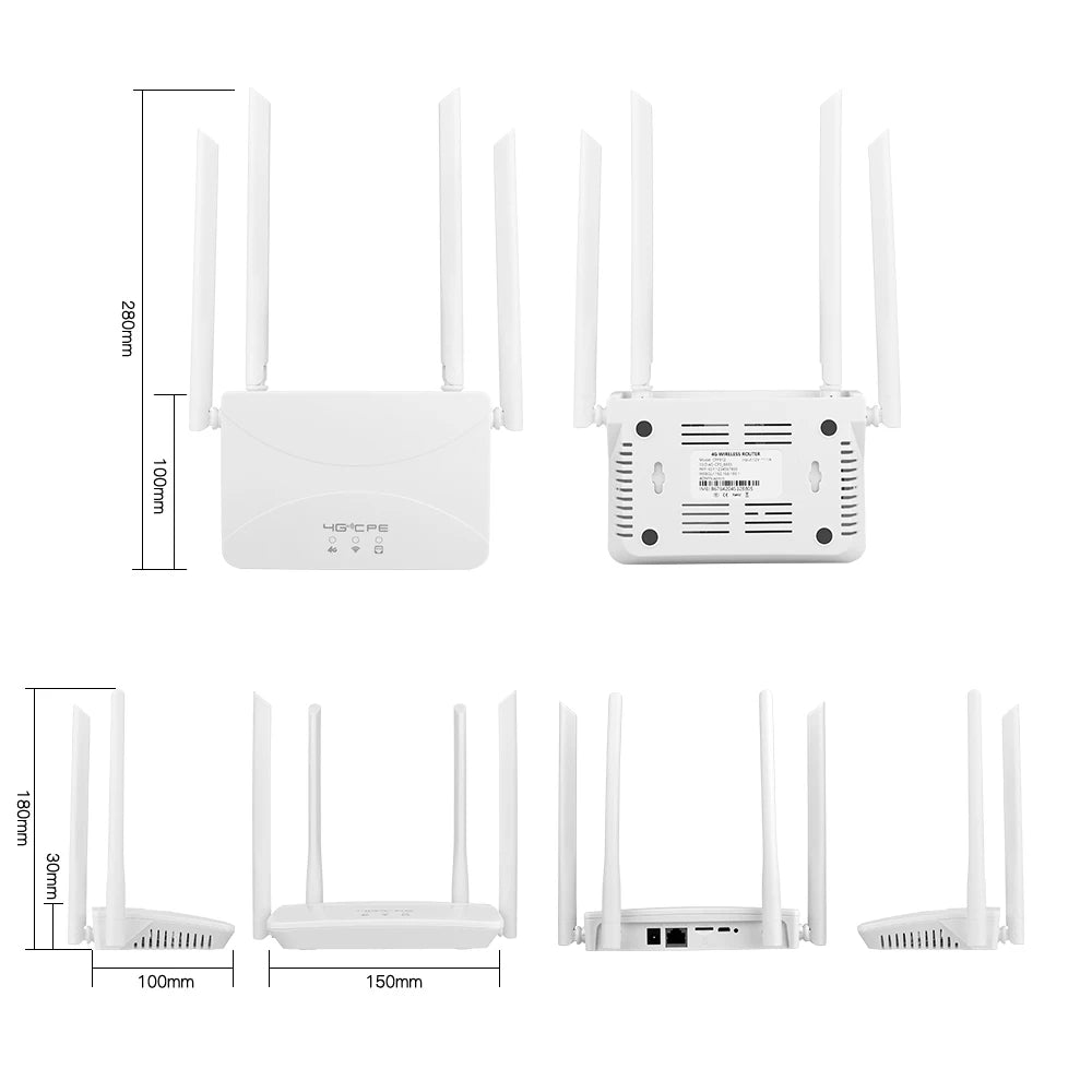 4G LTE WLAN router with 4 antennas and SIM slot