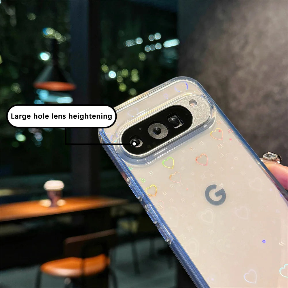 Klare Farbverlauf Herz Hülle Pixel 9 Pro