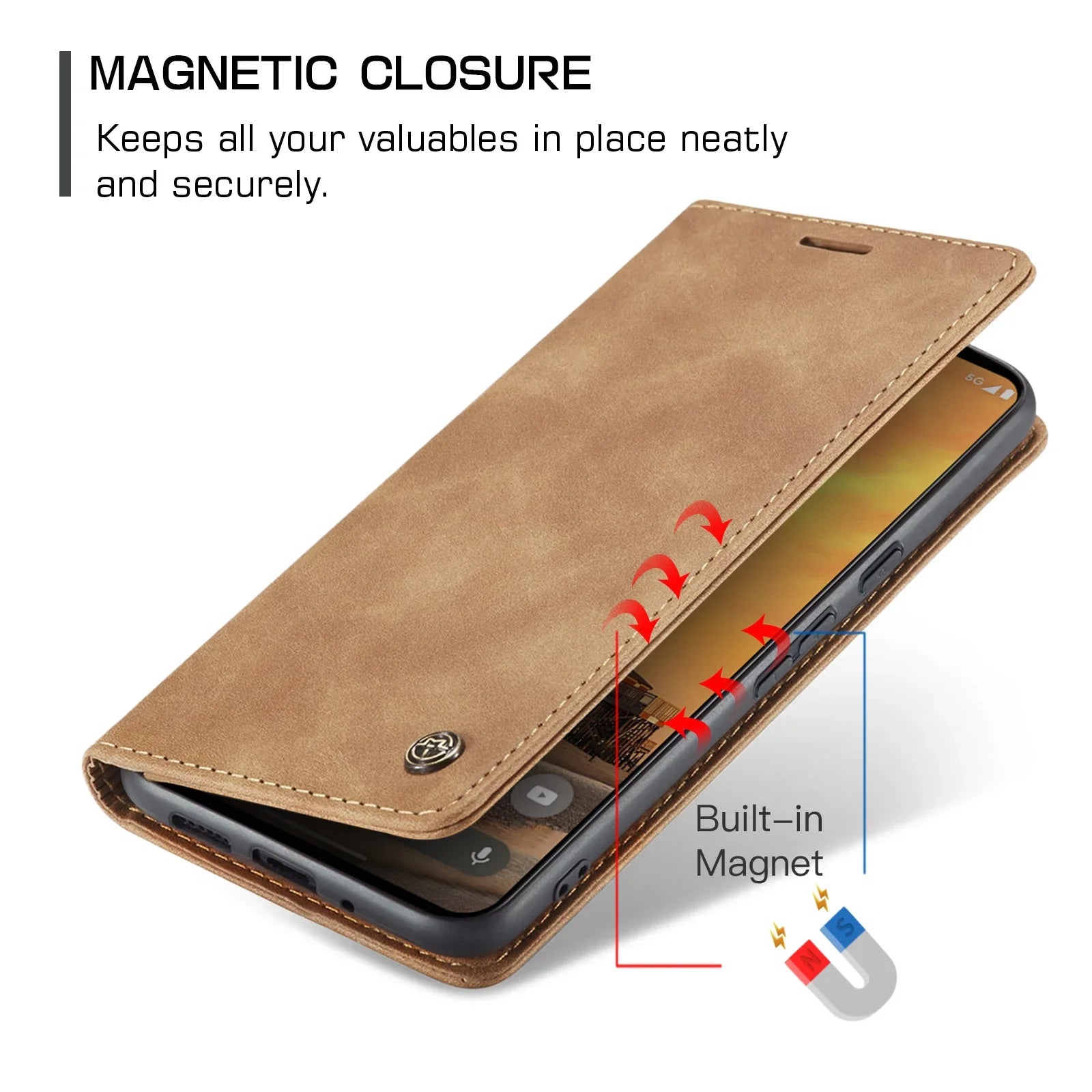Magnetische Leder Brieftasche Hülle Pixel