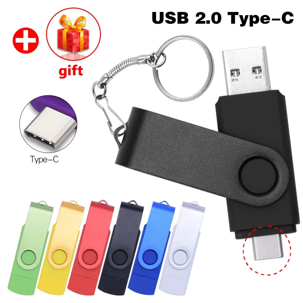 Drehbarer USB-Stick Typ-C 4–256GB 2-in-1