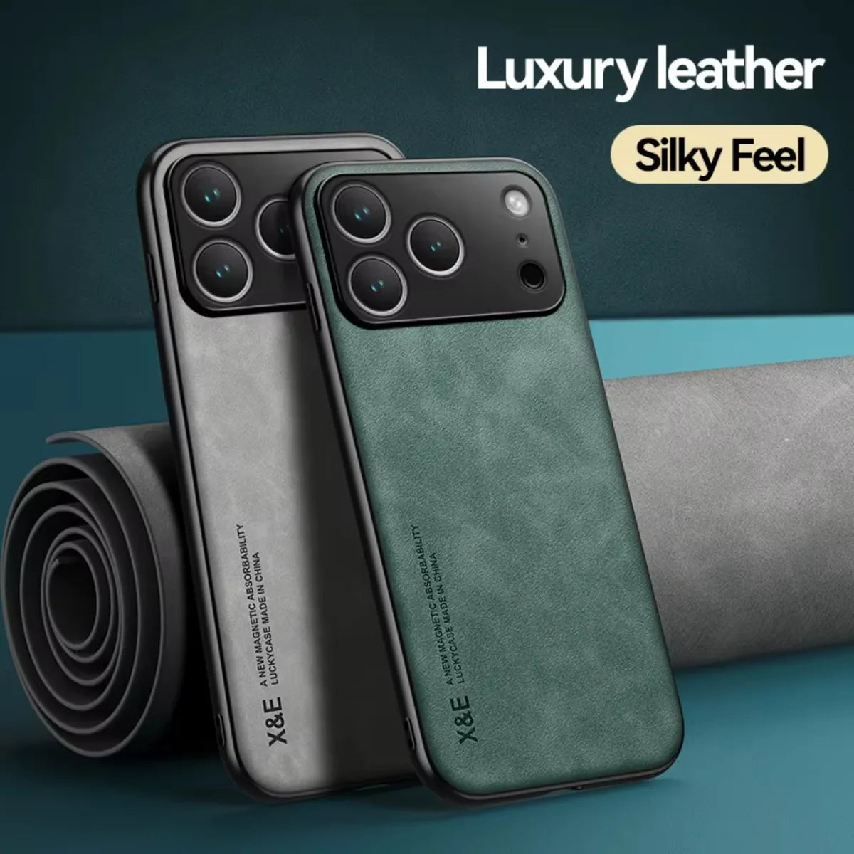 Luxus Lederhülle mit Metallplatte für iPhone 17 Serie