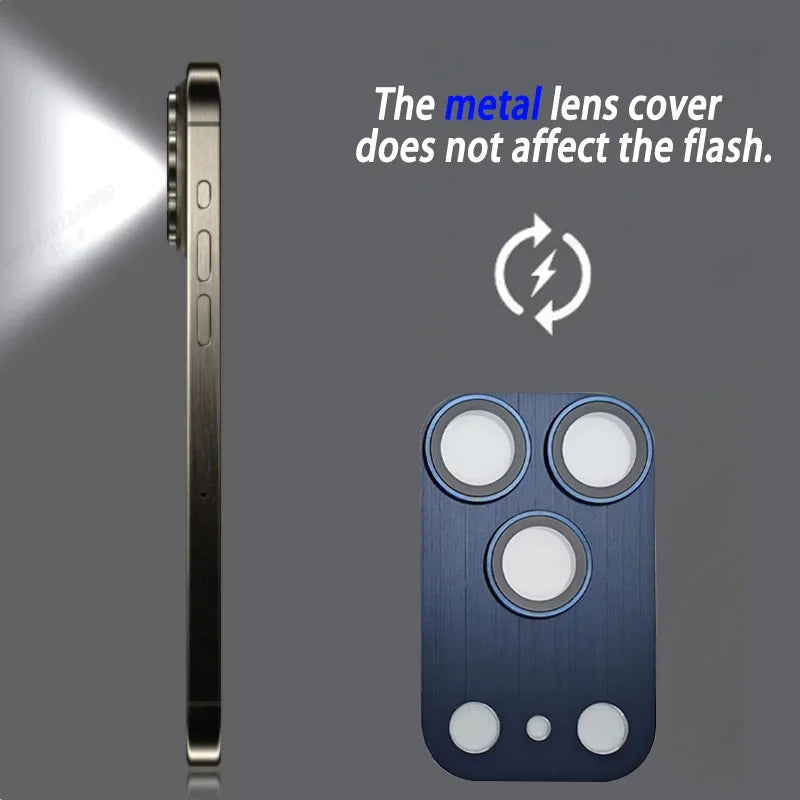 Brushed metal camera lens protector for iPhone 17 series