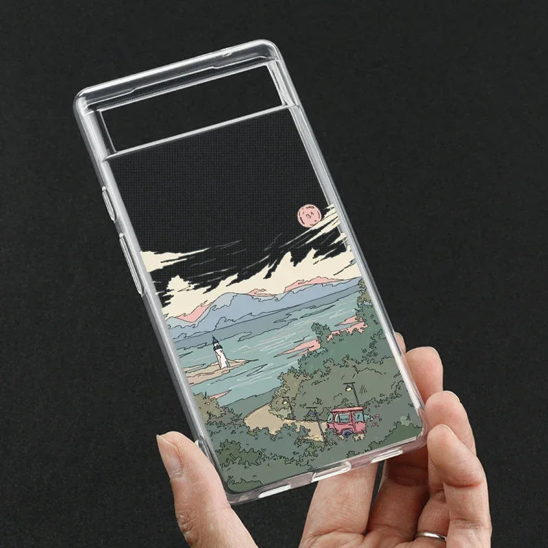 Anime Landschaft Hülle für Pixel 6–8 Pro