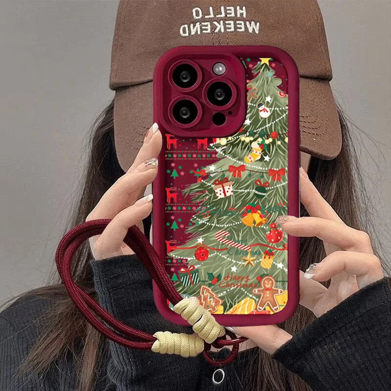 Süße Weihnachts-Handyhülle mit roter Kette für Pixel