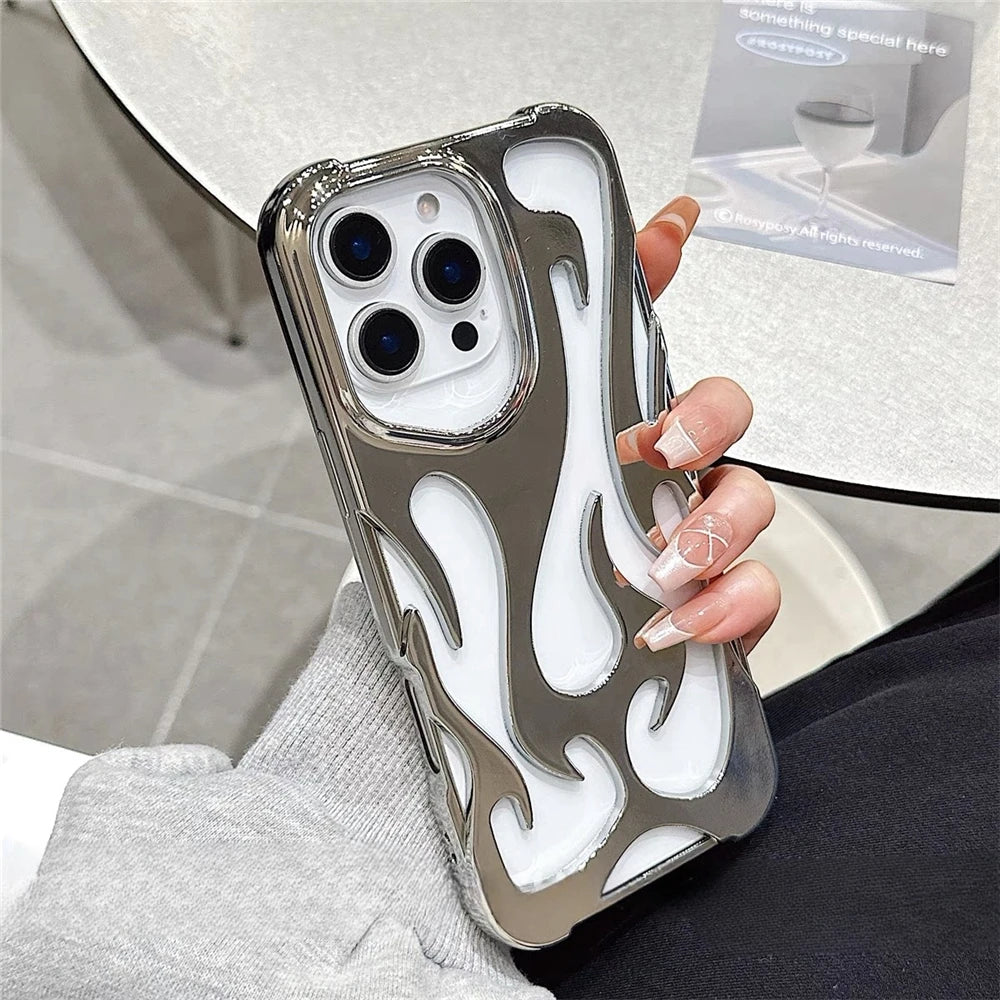 Luxus 3D Flammen Hülle für iPhone 17 Silikon