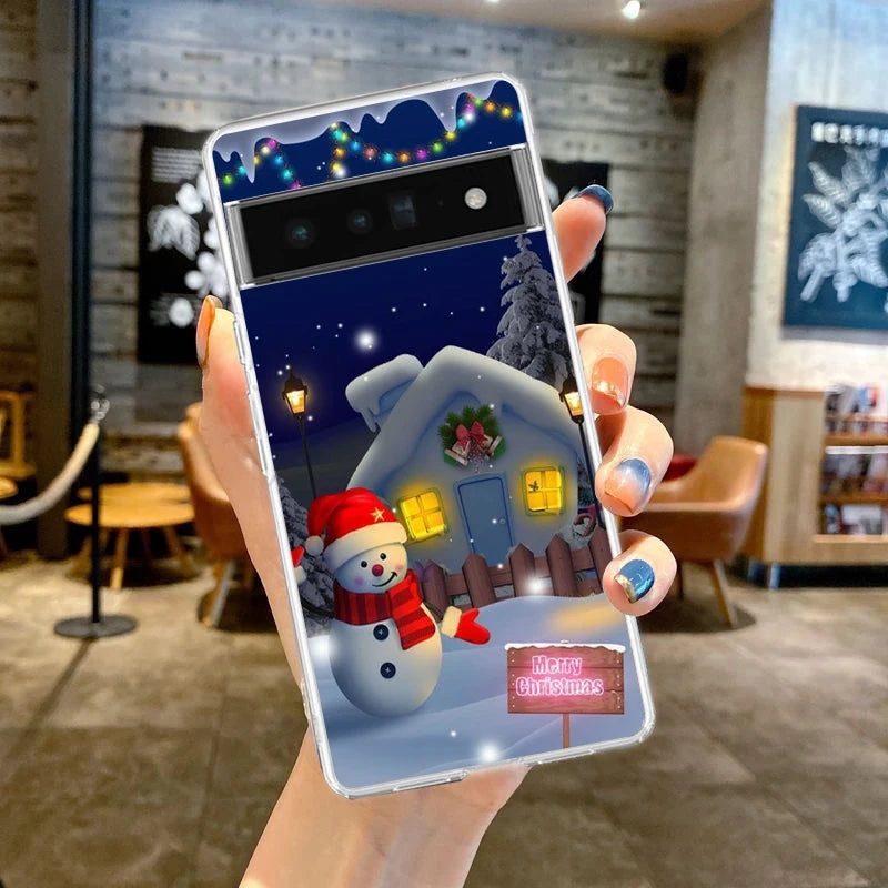 Transparente TPU Hülle mit Schneemotiv für Google Pixel 8
