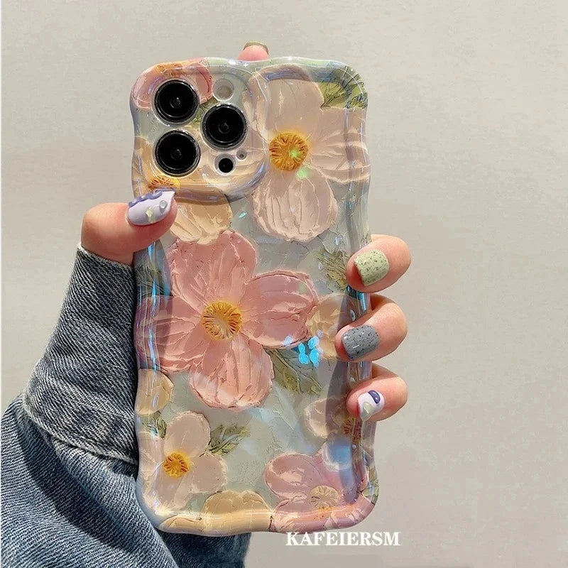 Luxuriöse Laser-Blumen-Handyhülle für iPhone