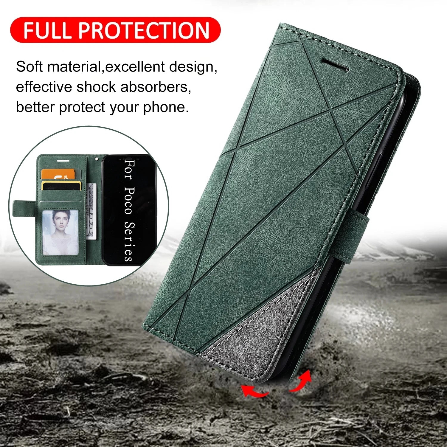 Magnetische Flip Lederhülle für Xiaomi Poco