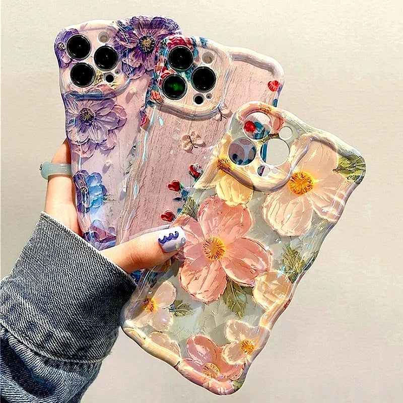 Luxuriöse Laser-Blumen-Handyhülle für iPhone