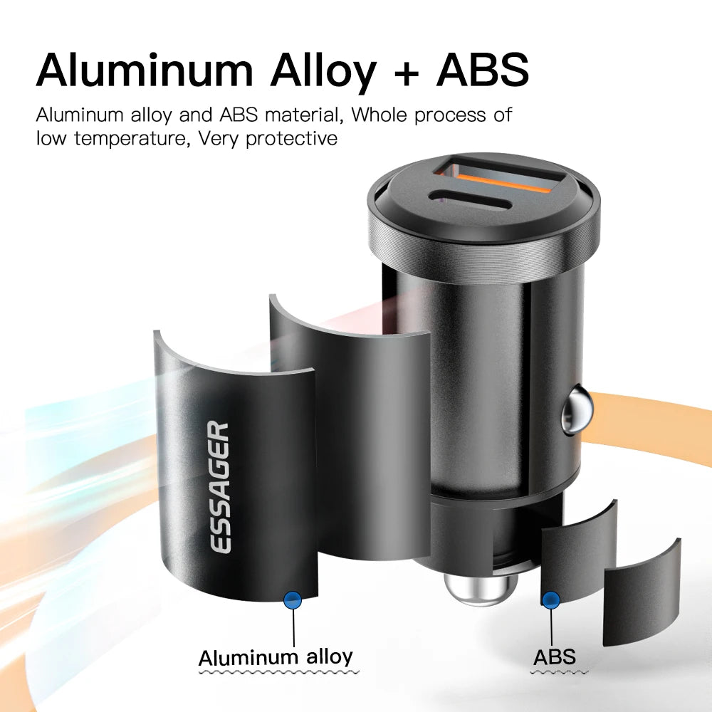 Essager 30W USB-C Autoladegerät Schnellladung QC PD