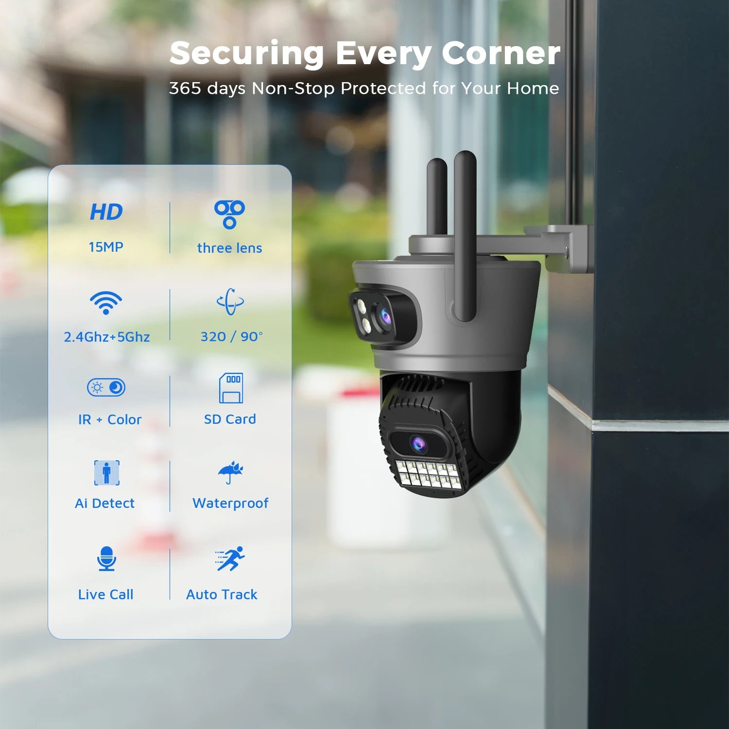 15MP WLAN PTZ Außenkamera mit Auto-Tracking & Zoom