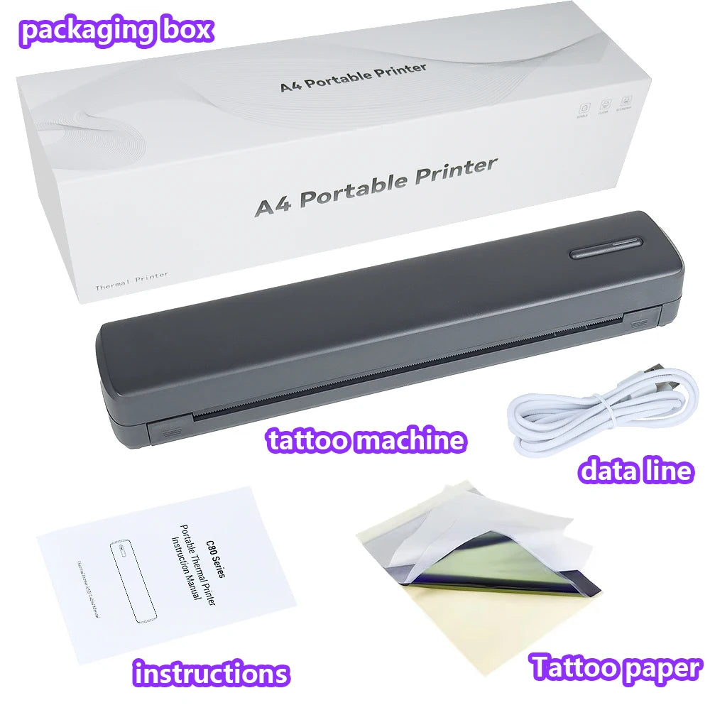 C80 Tattoo Schablonendrucker kabellos A4 Thermodruck