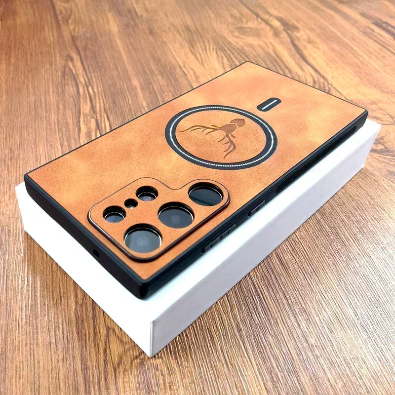 Vintage PU Lederhülle mit MagSafe