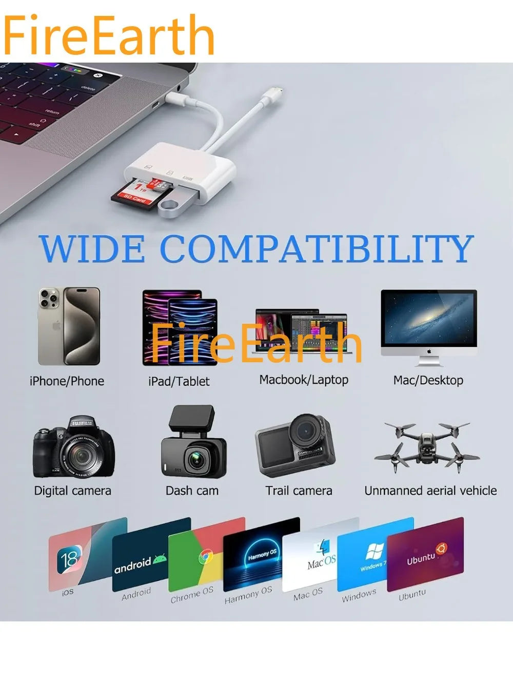 Dual-Port SD Kartenleser Lightning USB-C Adapter
